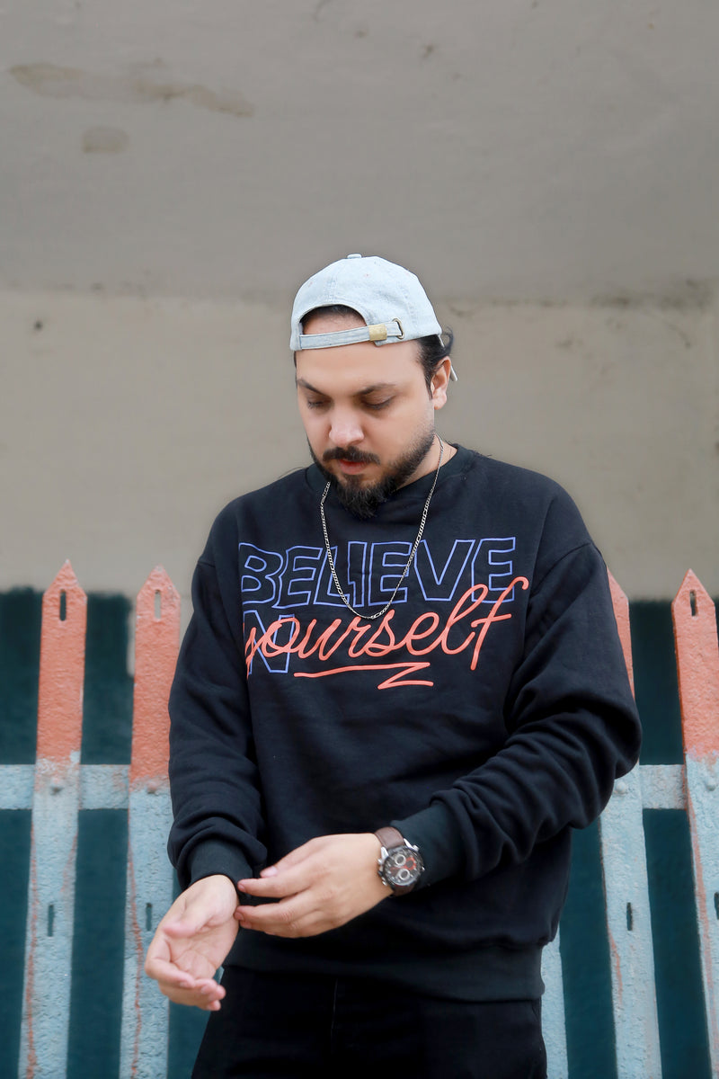 Believe Oversized Sweatshirt - Black