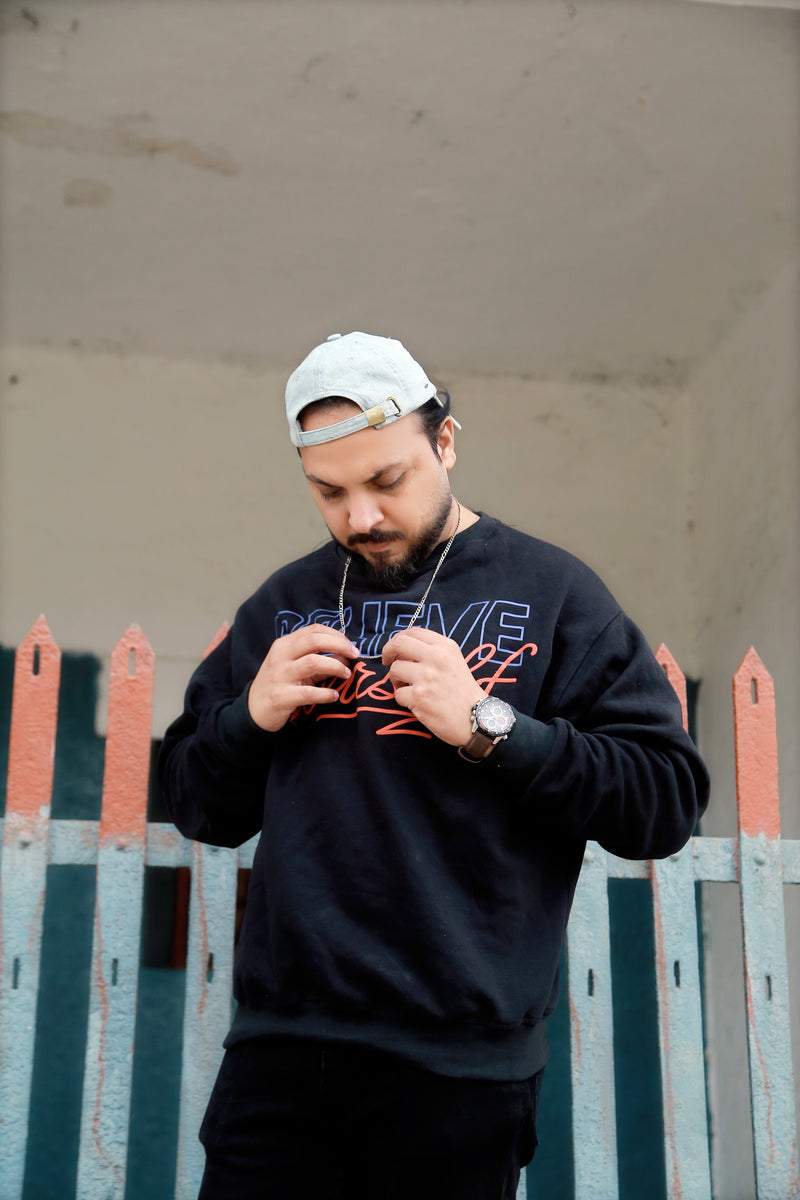 Believe Oversized Sweatshirt - Black