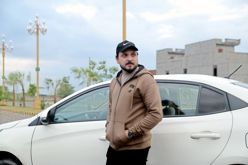 Zipper Hoodie - Brown