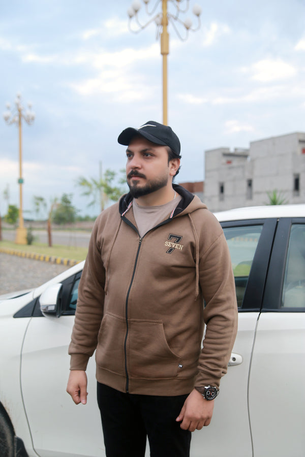 Zipper Hoodie - Brown