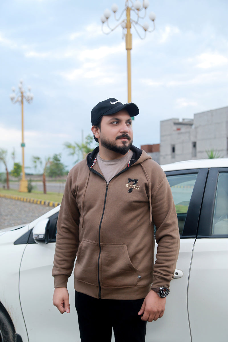 Zipper Hoodie - Brown