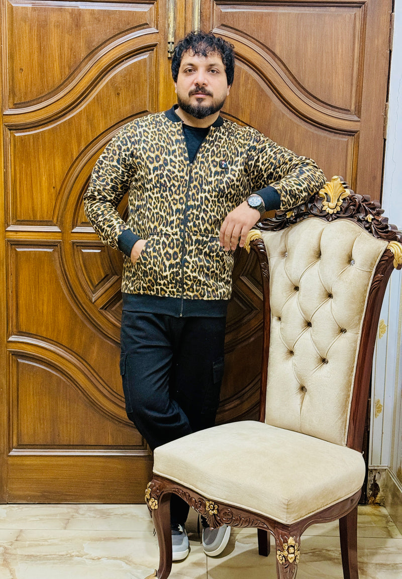 Leopard Luxe Mock Neck Zipper