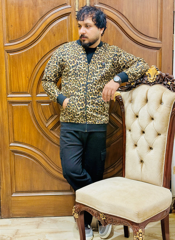 Leopard Luxe Mock Neck Zipper