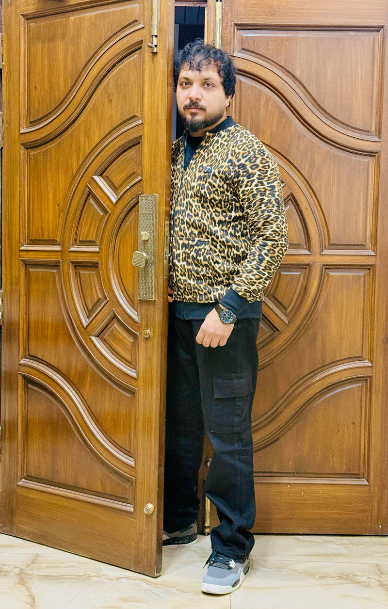 Leopard Luxe Mock Neck Zipper