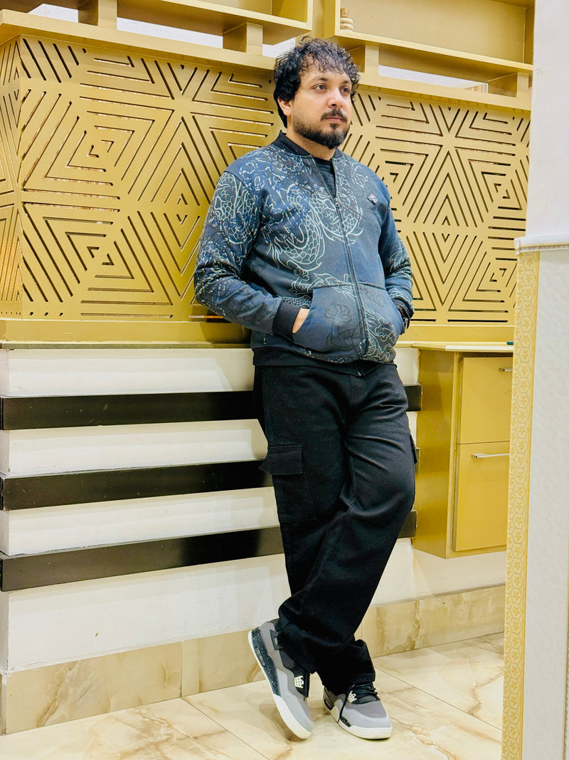 Midnight Dragon Mock Neck Zipper