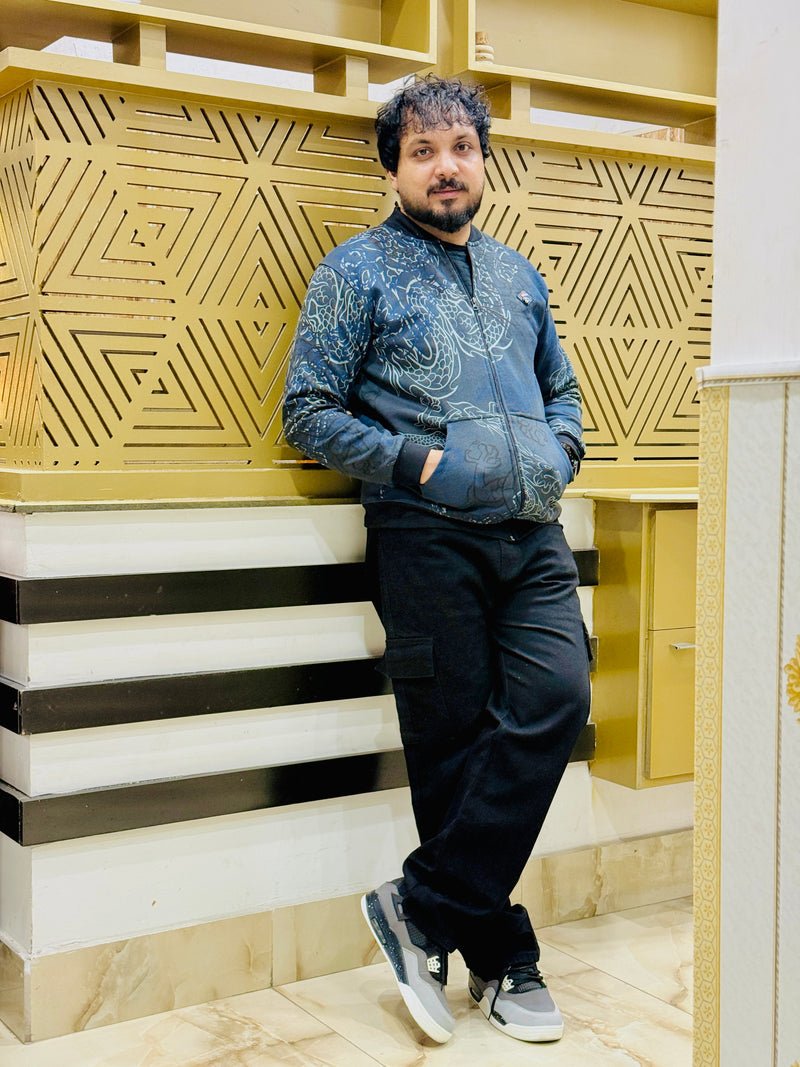 Midnight Dragon Mock Neck Zipper