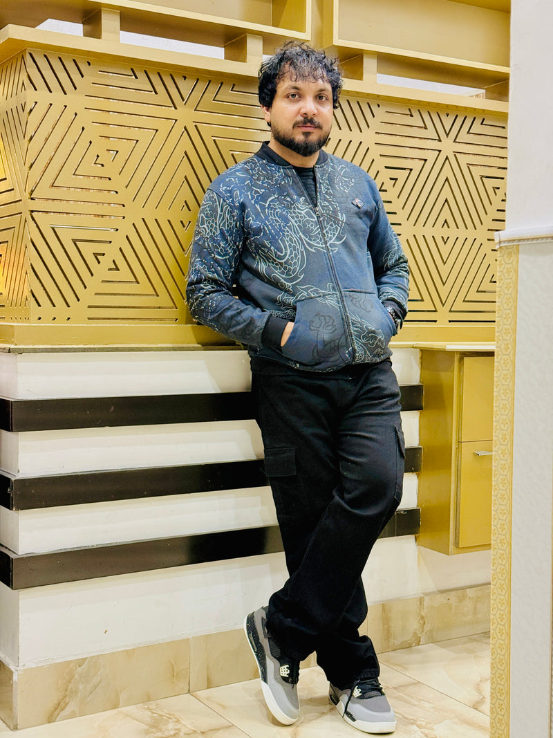 Midnight Dragon Mock Neck Zipper