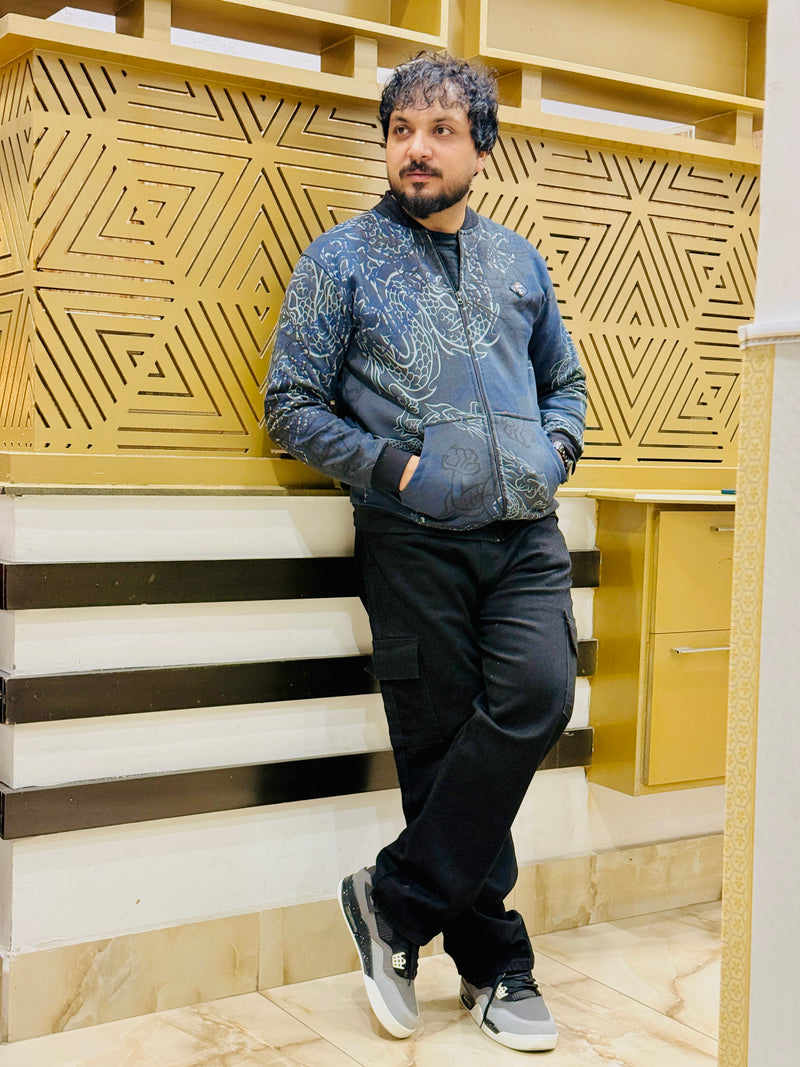 Midnight Dragon Mock Neck Zipper