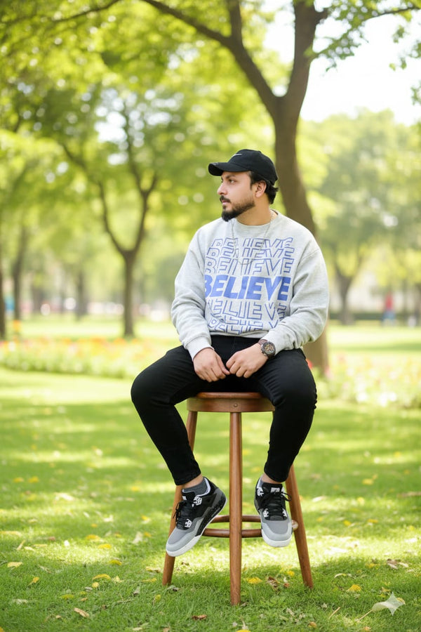 Believe Oversized Sweatshirt - Grey