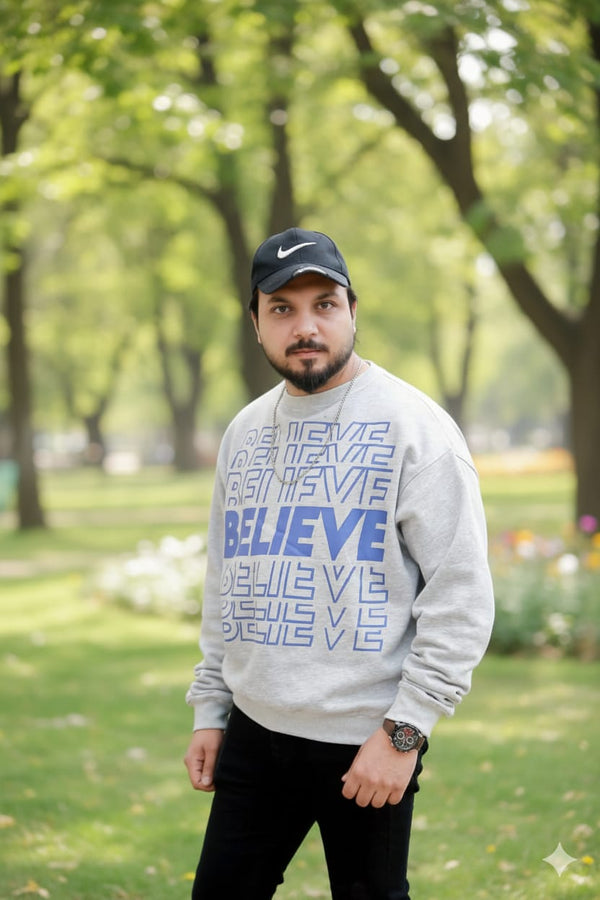 Believe Oversized Sweatshirt - Grey