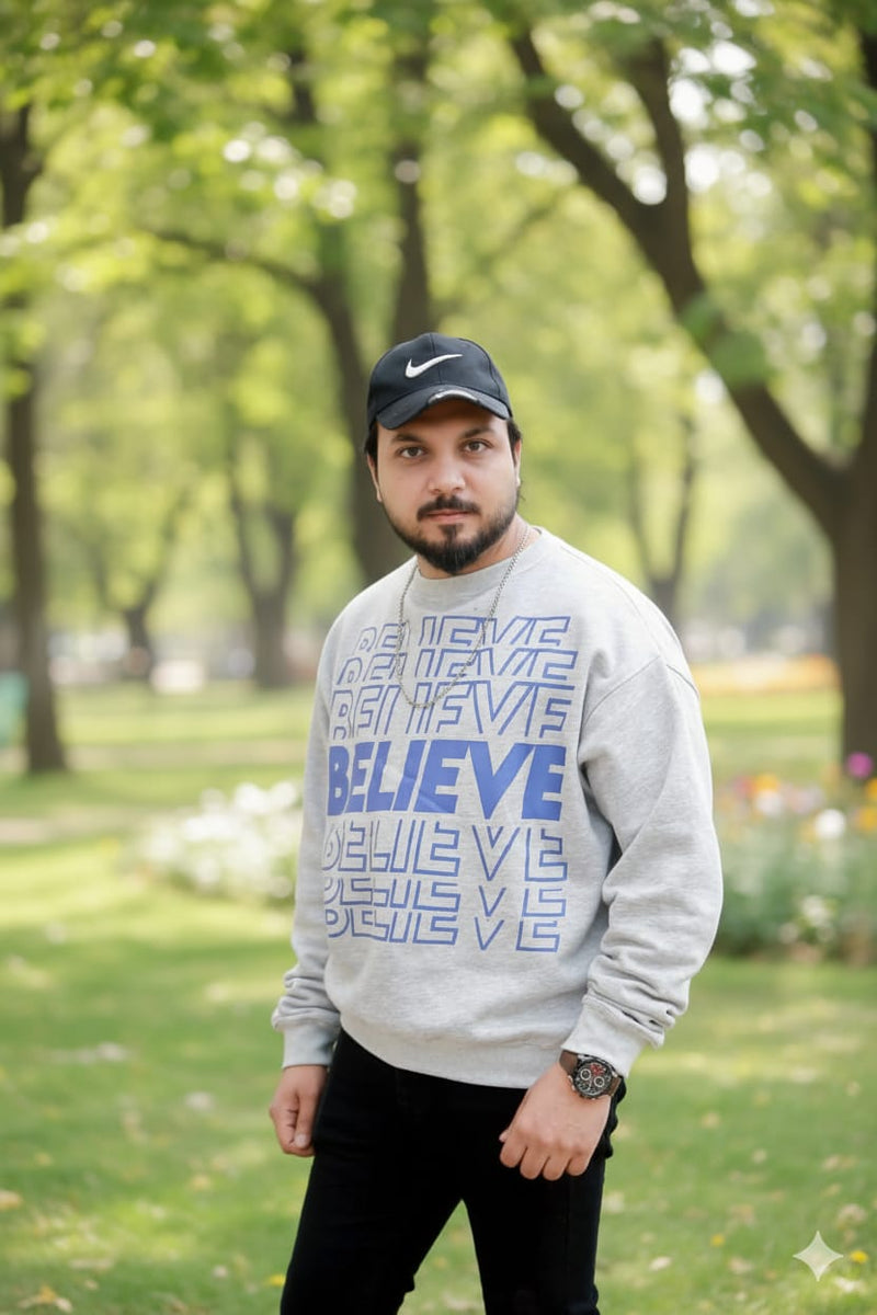 Believe Oversized Sweatshirt - Grey